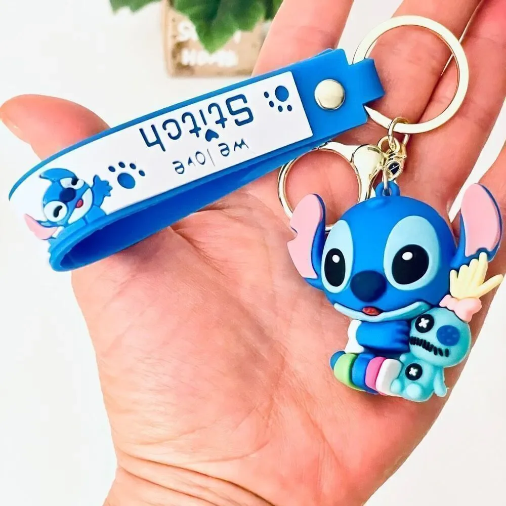NWT Disney We love Stitch Voodoo Doll Blue Wristlet Key holder Keyring Keychain